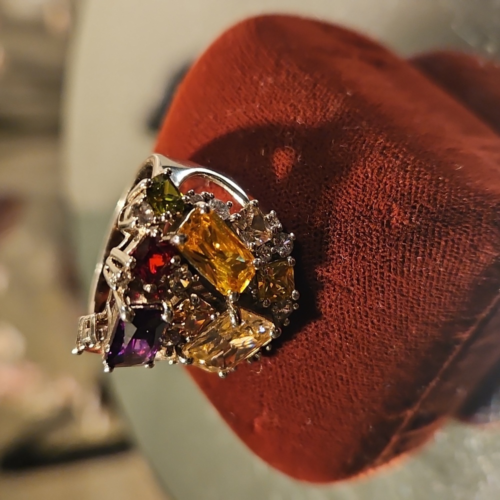 Multicolor Gemstone Cocktail Ring - image 2